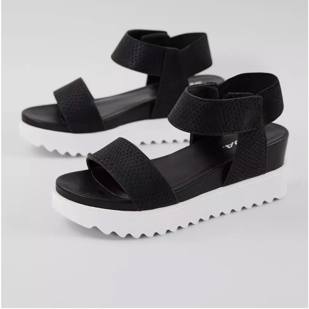 Soda Black and White Platform Sandals